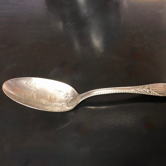 US Battleship Maine souvenir silver teaspoon commemorating Captain Sigsbee 1898 - Picture 5 of 10